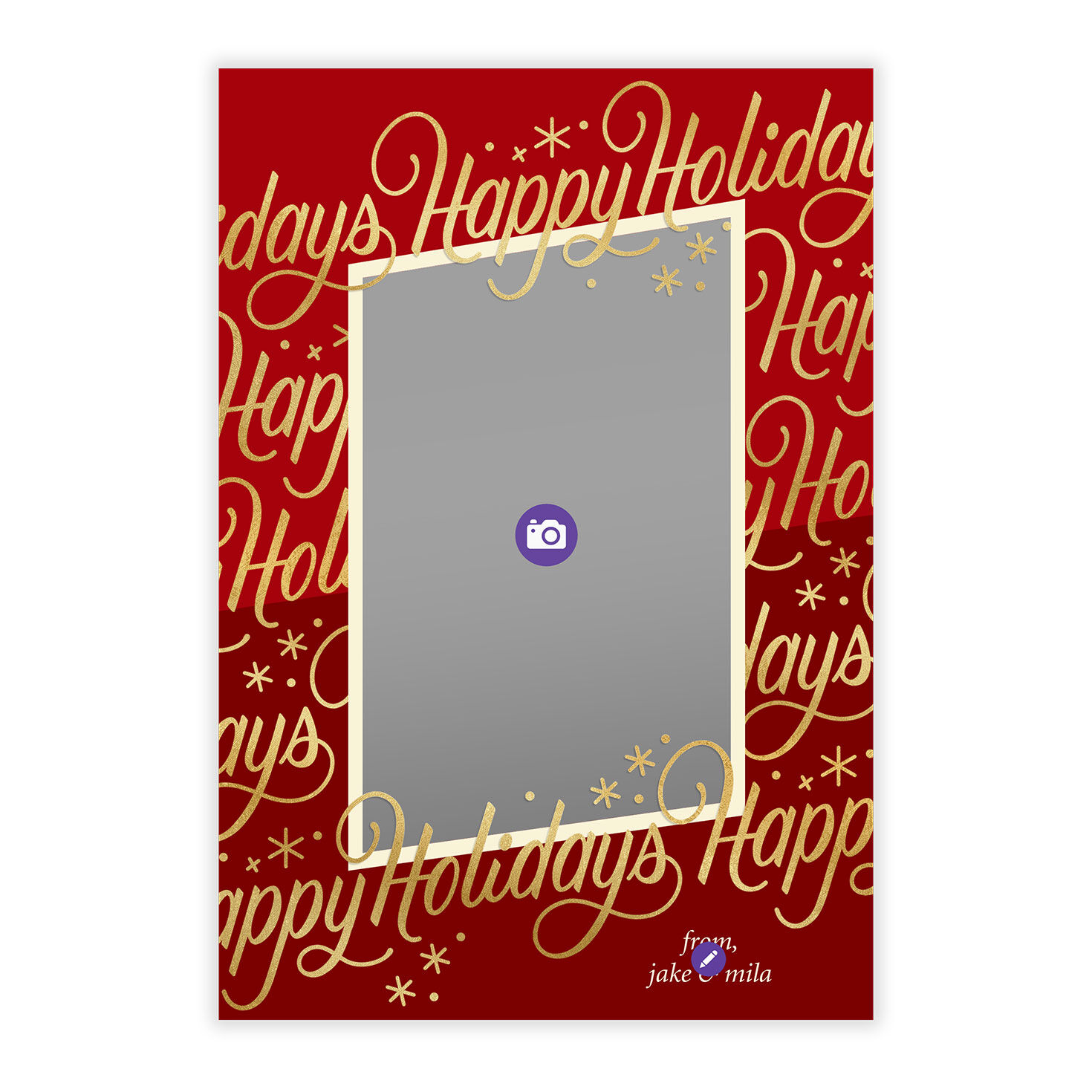 Elegant Gold Script on Red Flat Holiday Photo Card, , large image number 5