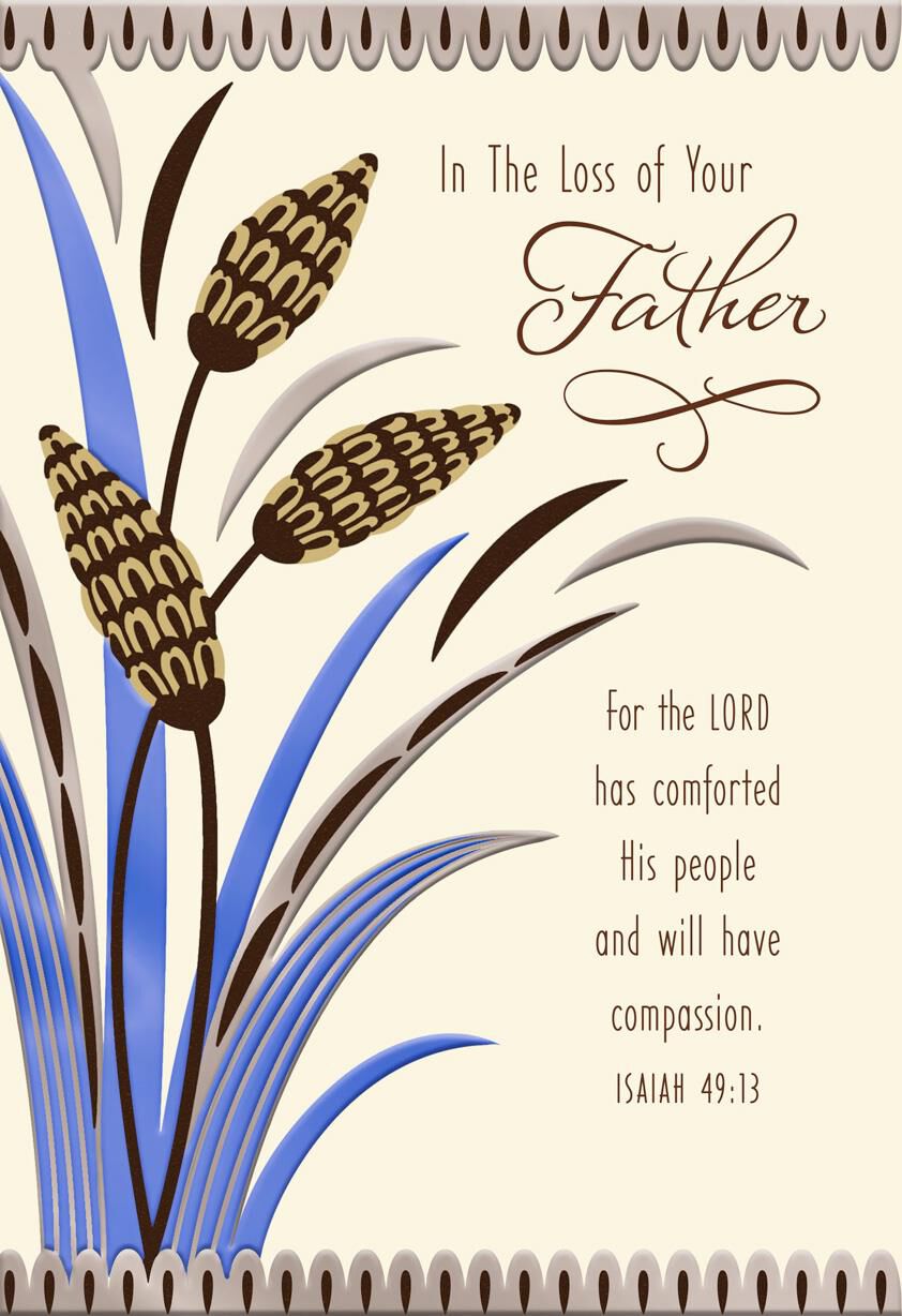 Cattails Religious Sympathy Card for Loss of Father