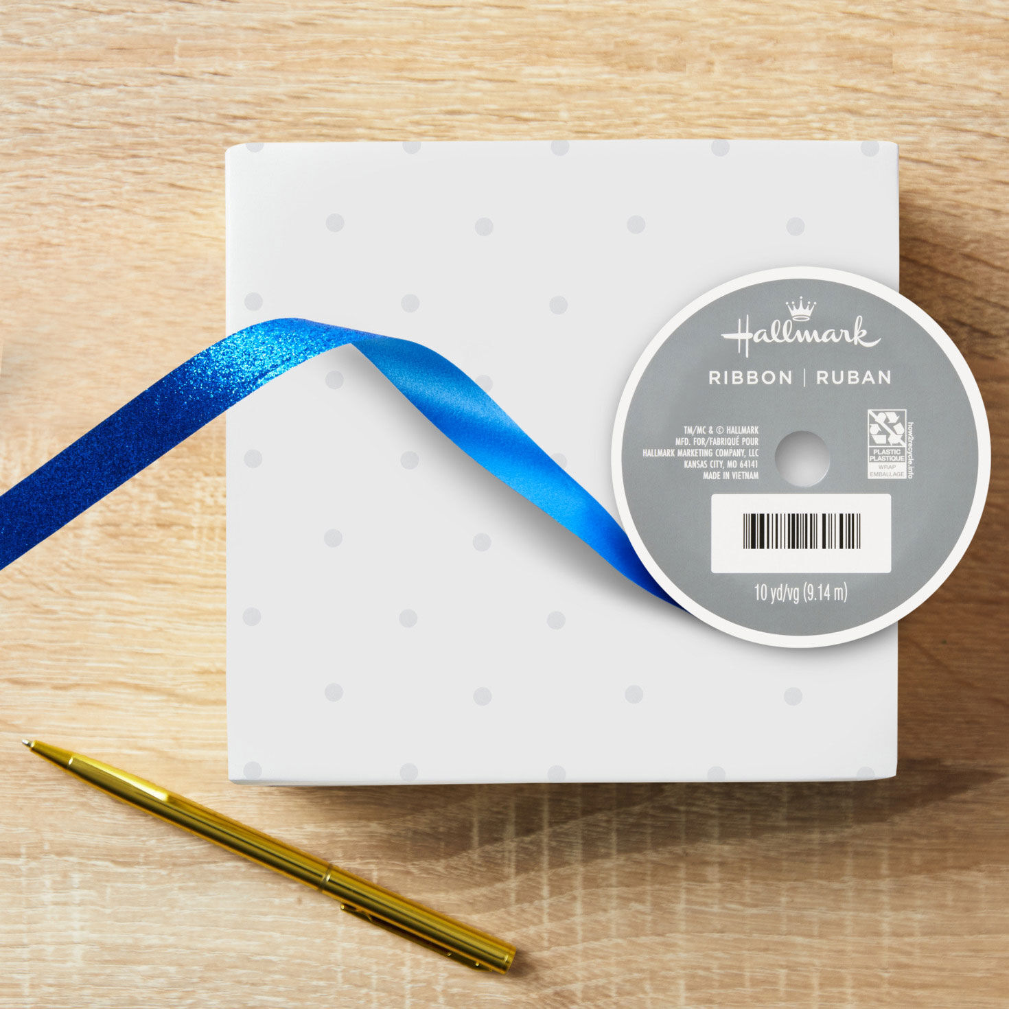 Sparkly Blue Ribbon on Spool In use image number 2