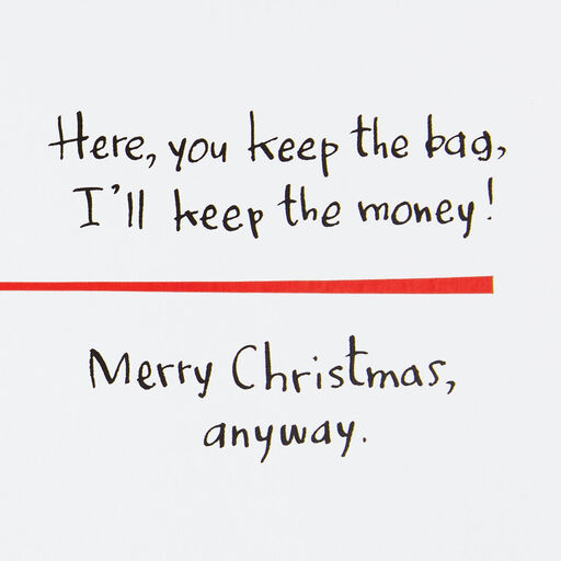 Split the Santa Bag of Money Funny Christmas Card, 