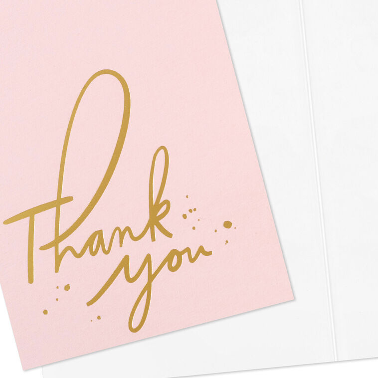 Gold on Pink Blank Thank You Note Cards Pack  image number 3