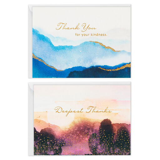 Watercolor Landscape Scenes Blank Sympathy Thank-You Notes, Pack of 50, 