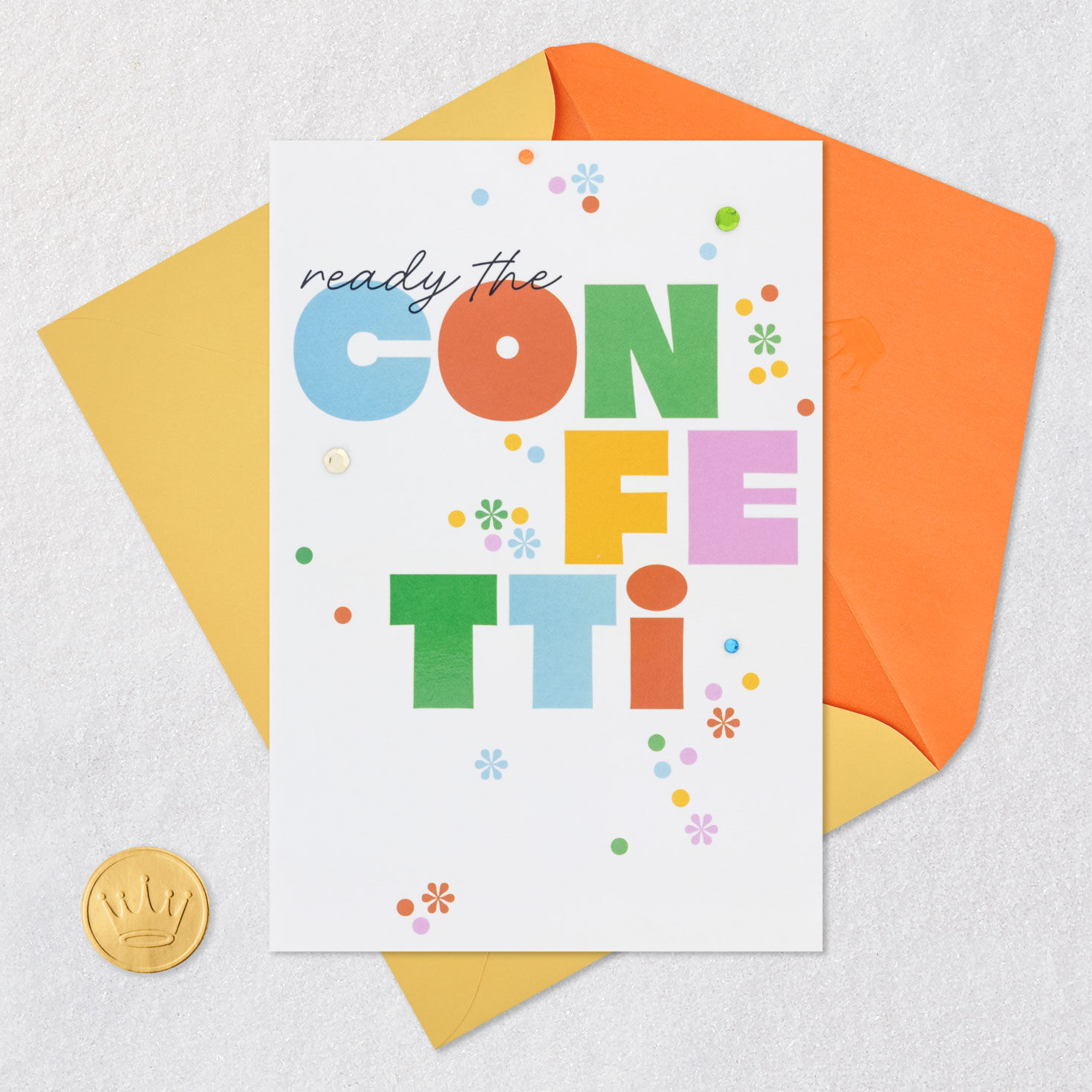 Colorful Confetti Birthday Card Card Front with Envelope and Gold Seal image number 5