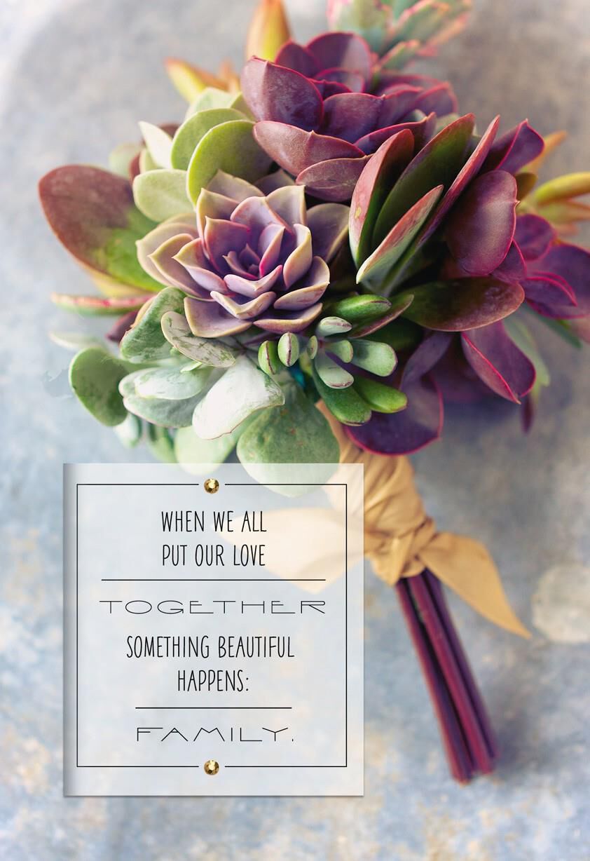 Succulent Flower Bouquet Wedding Card