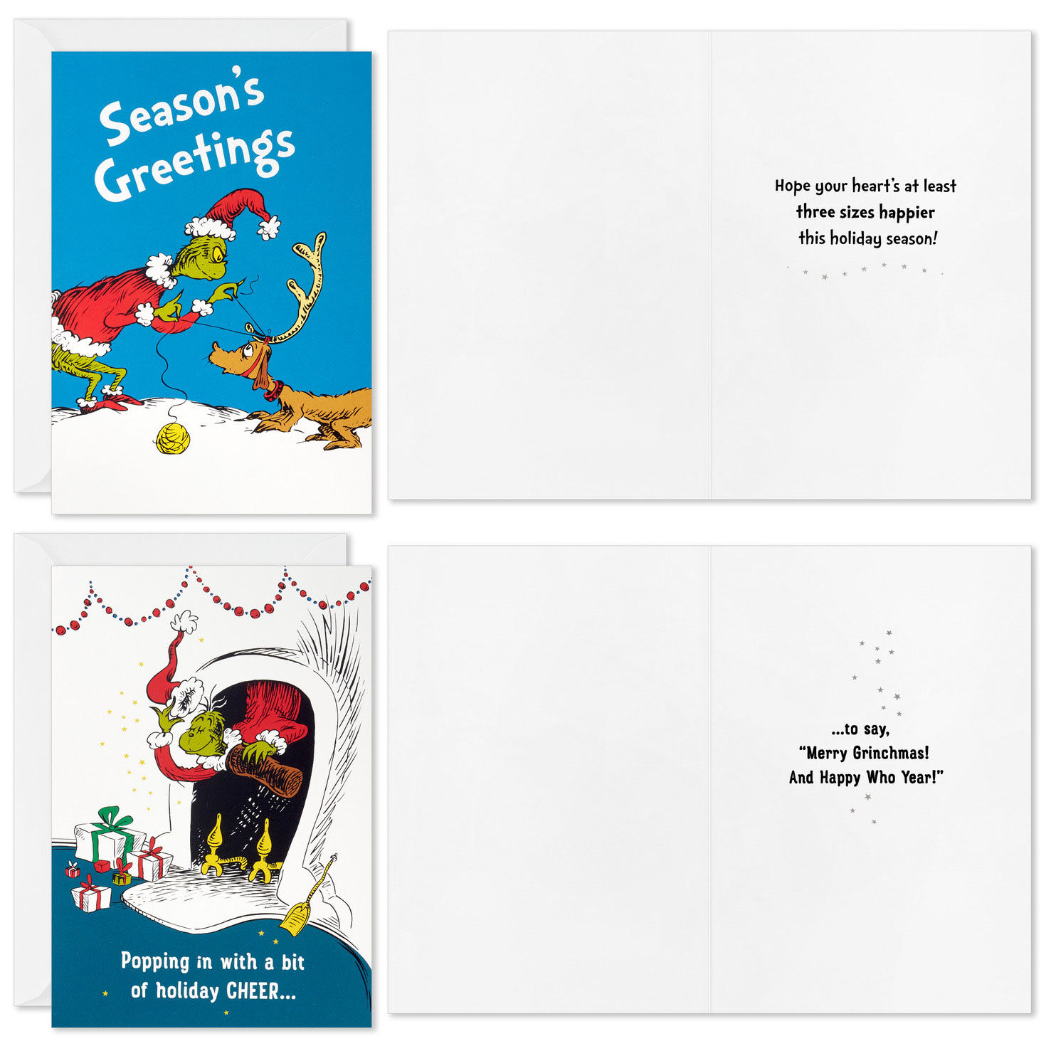 Grinch and Max Dr Seuss Christmas Cards Assortment Front with sentiment image number 4