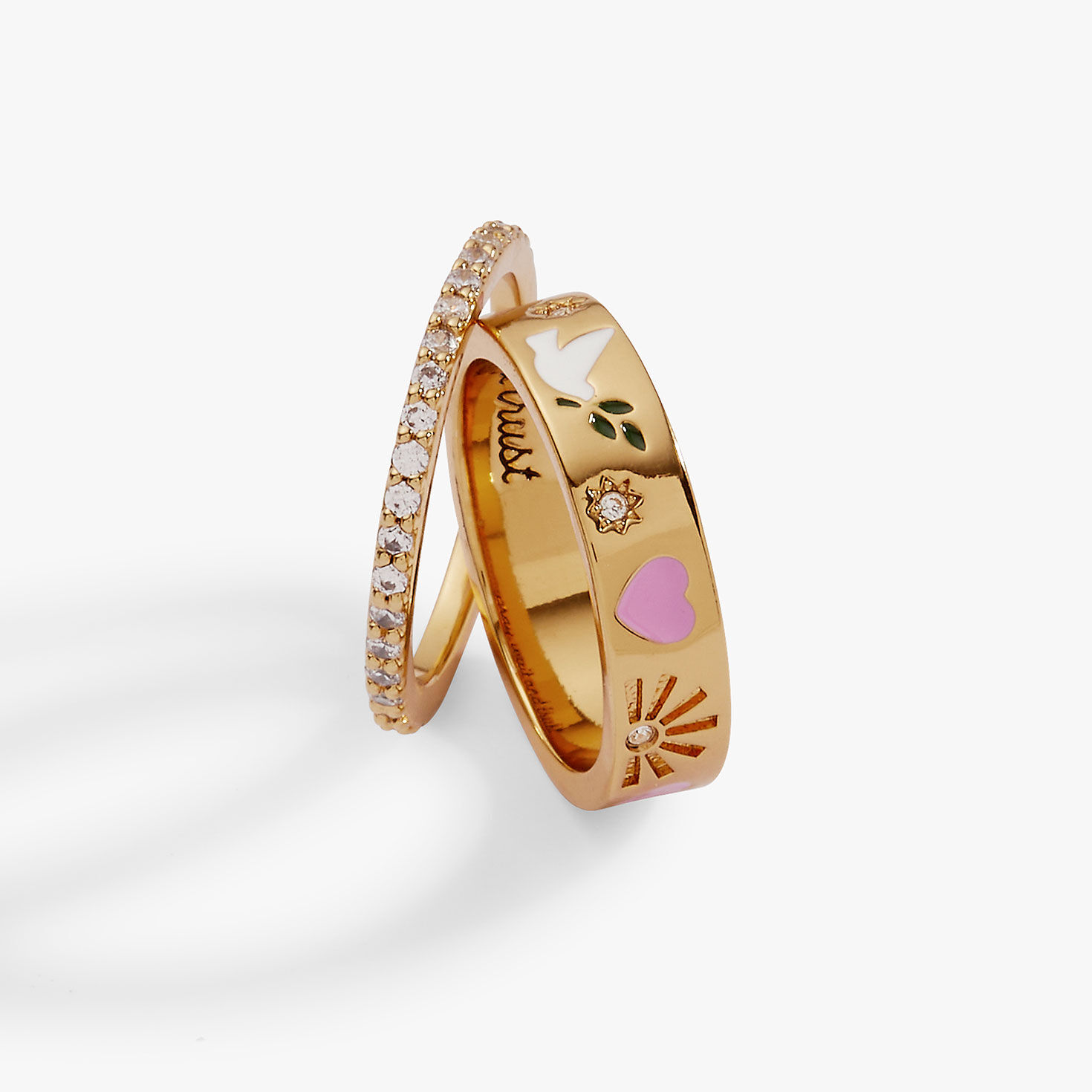 Alex And Ani 'Pray Wait and Trust' Ring Set of 2 closeup view image number 2