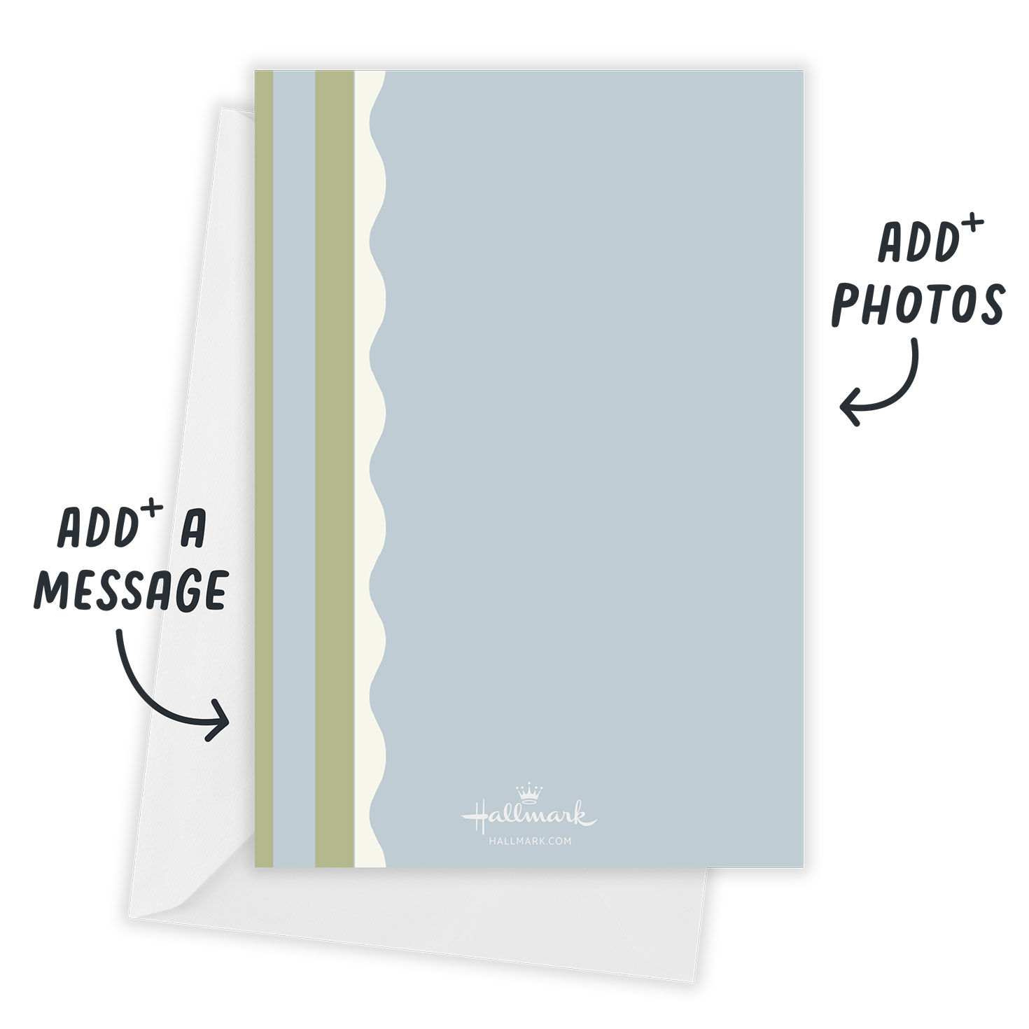 Blue Green Stripes Personalized Grad Announcement Card back indicating personalization image number 3