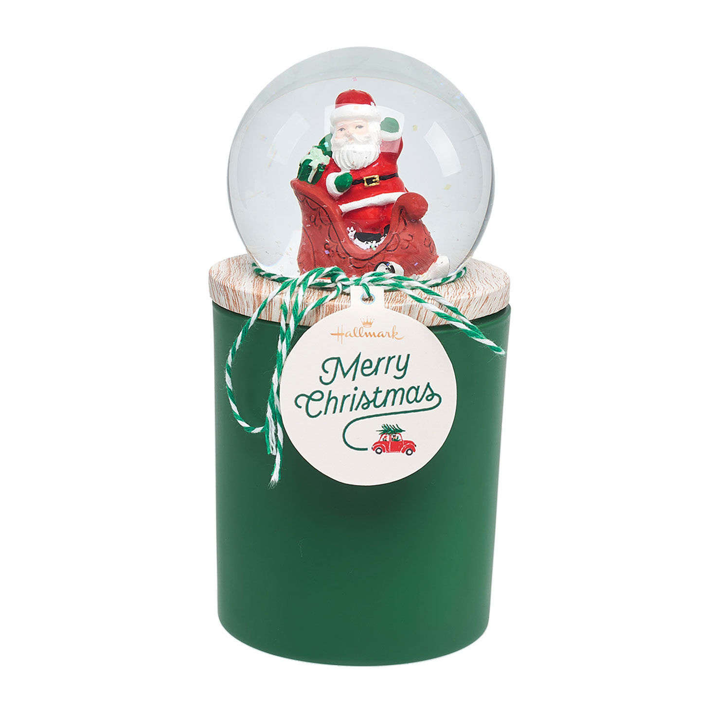 Green Under Mistletoe Candle Santa Sleigh Snow Globe package image number 5