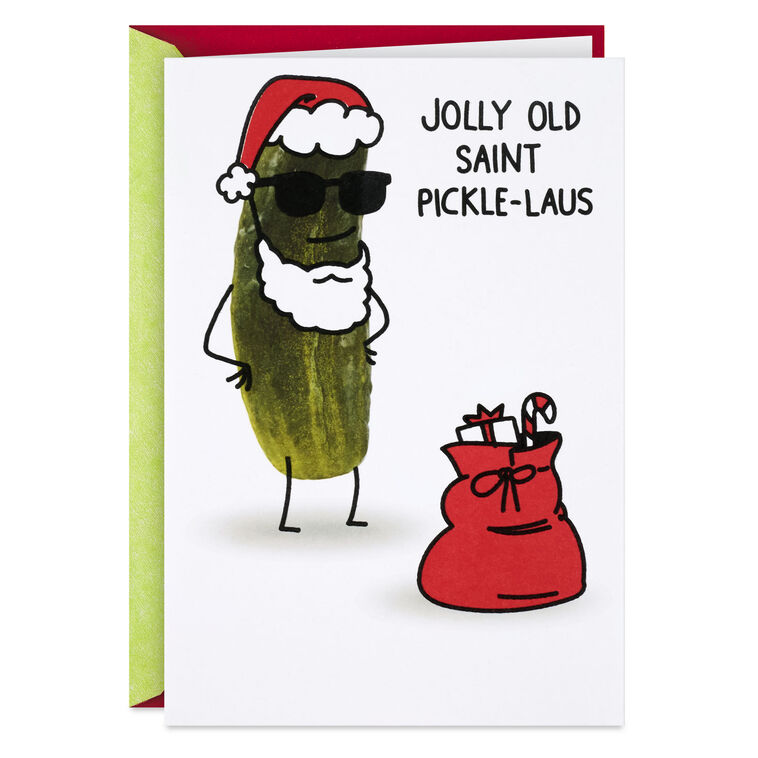 Jolly Old Saint Pickle-laus Funny Christmas Card