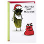 Pickle Santa Claus Cartoon Funny Christmas Card front image number 1