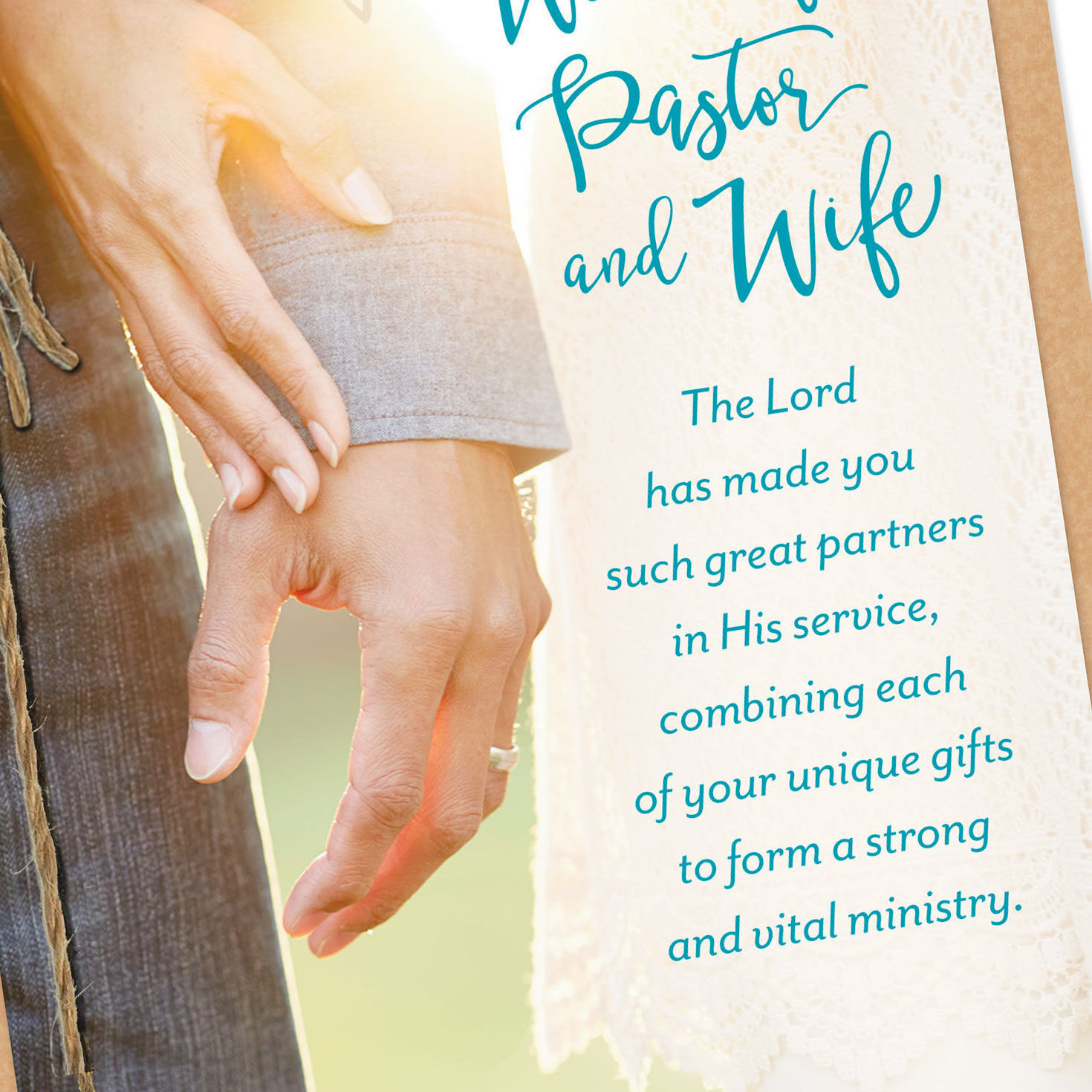 Couple Holding Hands Clergy Appreciation Card for Both Card Front Detail image number 5