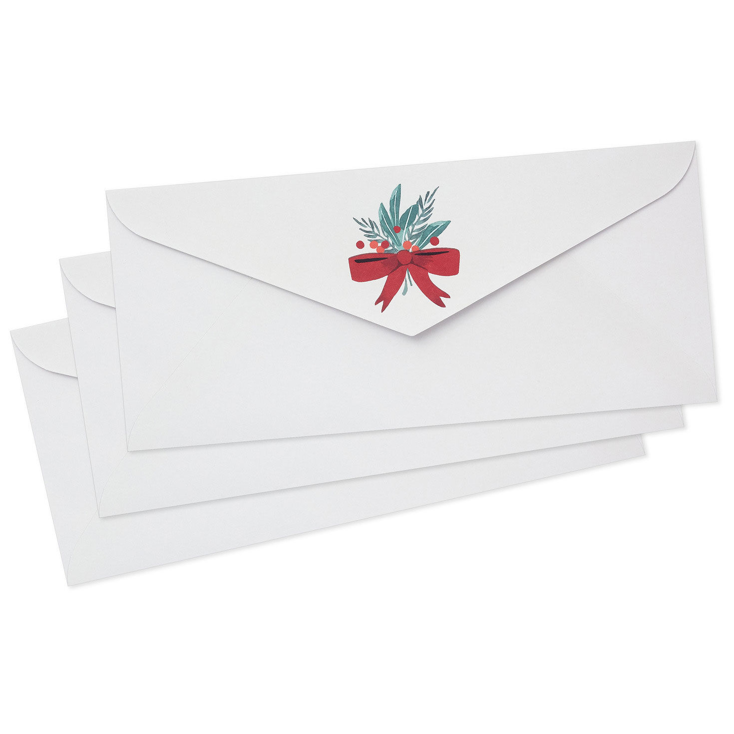 Holiday Boughs and Bows on Ivory Pack of Envelopes fanned image number 2