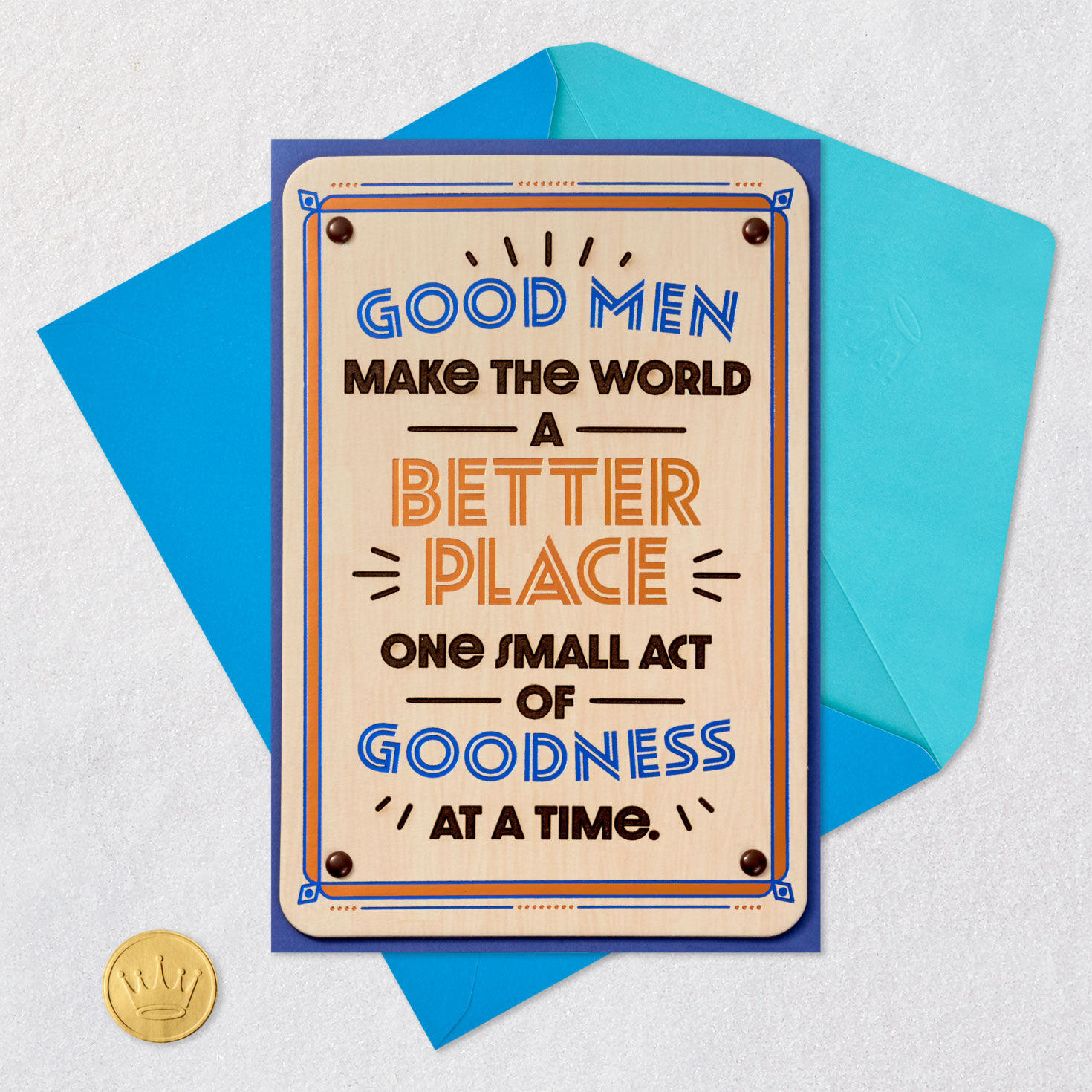 Wooden Placard Good Men Birthday Card for Son Open card with envelope image number 6