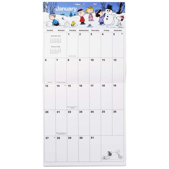 Peanuts® Large Grid 2019 Wall Calendar With Stickers, 12-Month, , large image number 2