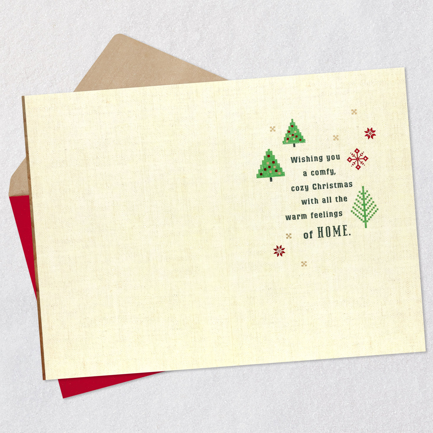 Cross-Stitch Wishes Niece Family Christmas Card Open card with envelope image number 3