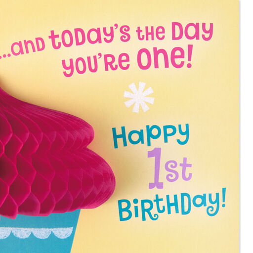 Disney Minnie Mouse Cupcake Pop-Up First Birthday Card, 