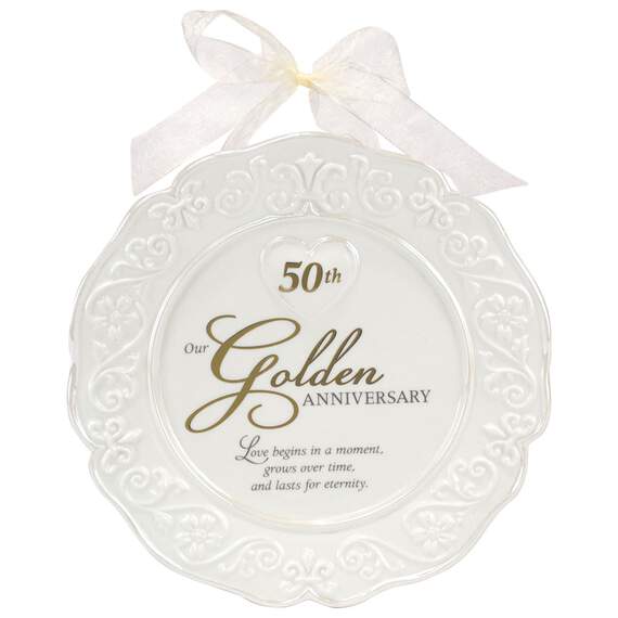 Malden 50th Anniversary Ceramic Plate with Wall Hanging Ribbon, , large image number 1
