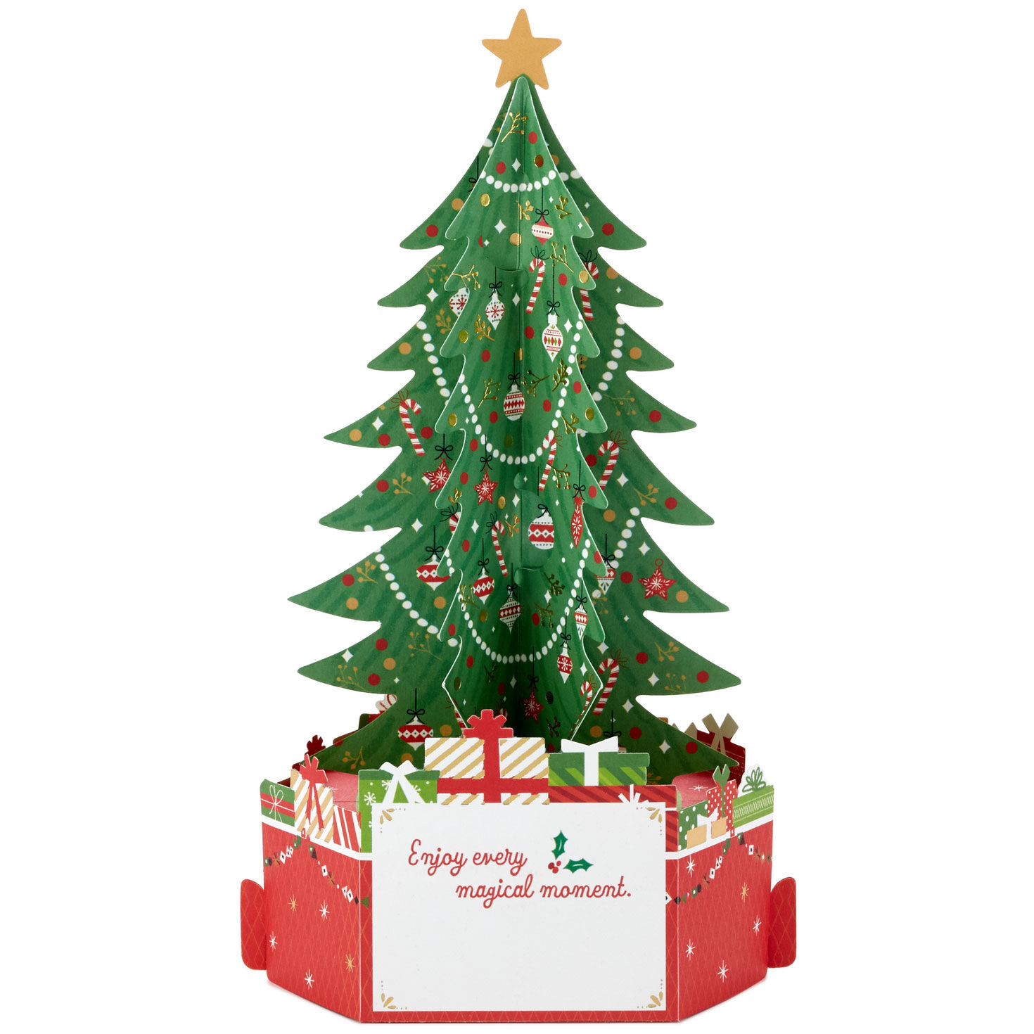 Decorated Tree 3D Pop-Up Christmas Card Card Back image number 2