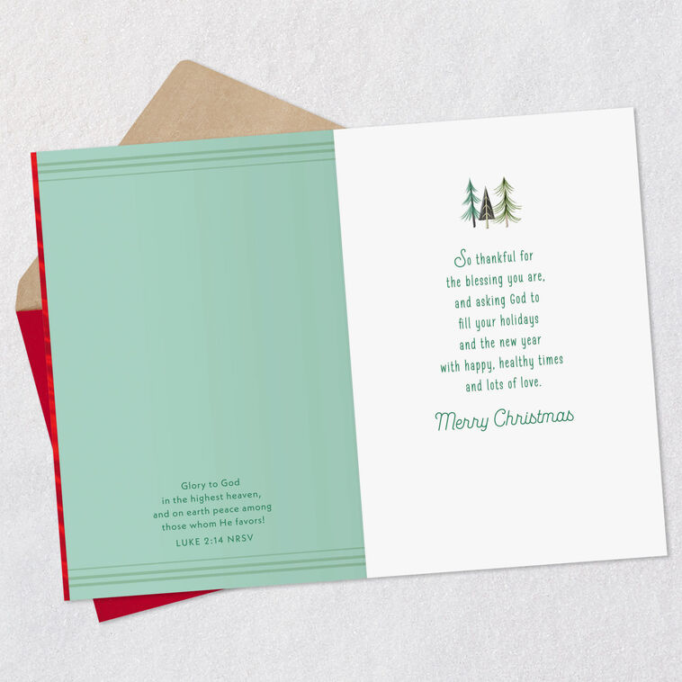 Folk Art Snowman Religious Christmas Card Open card with envelope image number 4