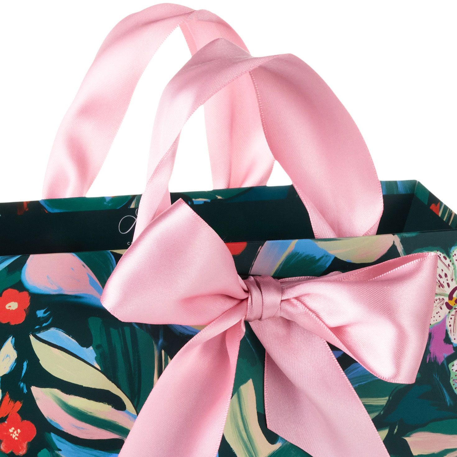 Basket-Shaped Medium Floral Gift Bag Handle Detail image number 4