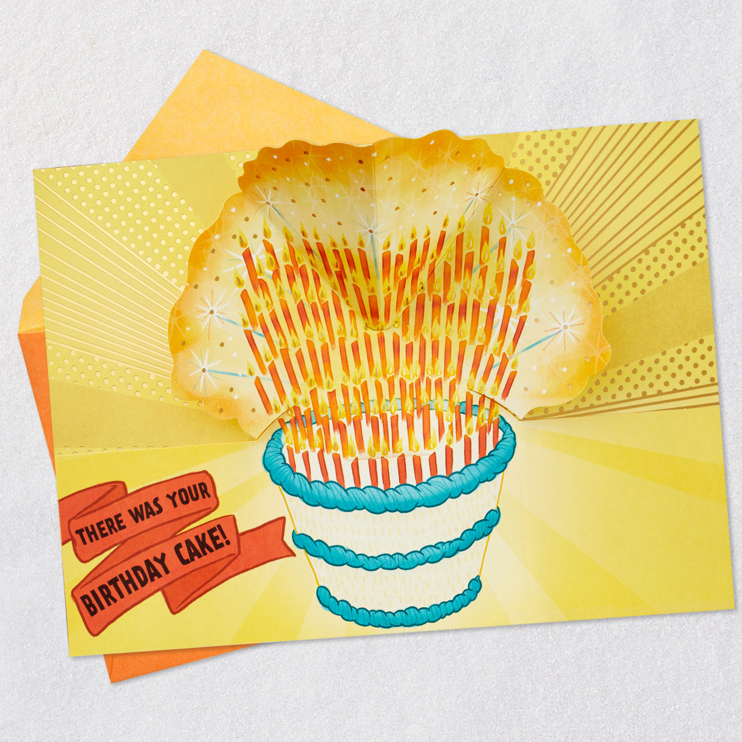 Scripture Scroll & Cake Funny Pop-Up Birthday Card Open card with envelope image number 2