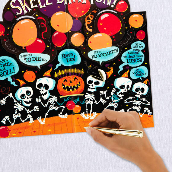 Party Skeletons Pop-Up Halloween Birthday Card, , large image number 7