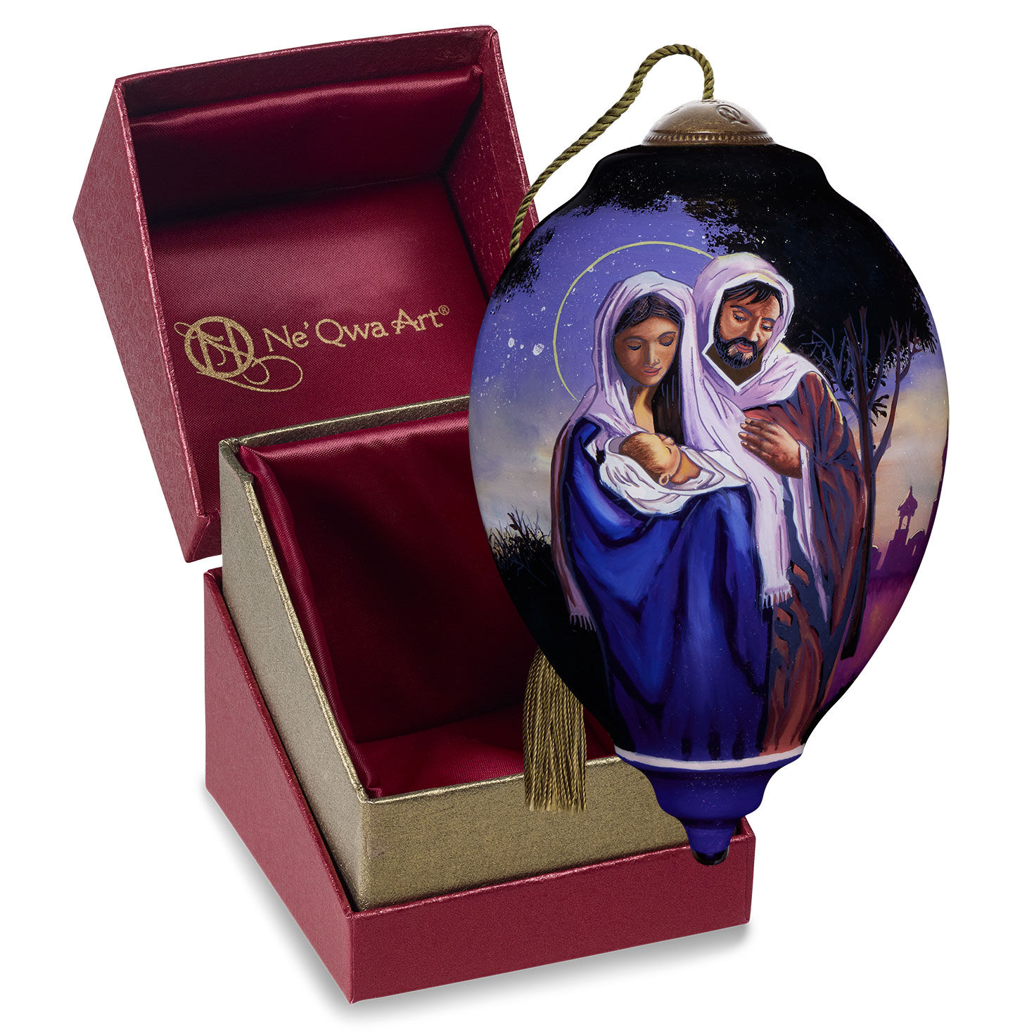 Ne'Qwa Art O Holy Night Mary, Joseph and Jesus Glass Christmas Ornament for only USD 55.00 | Hallmark