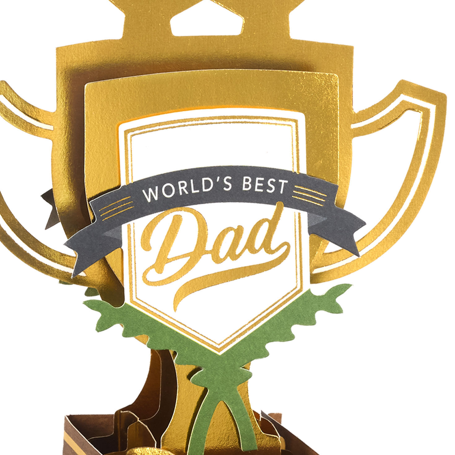 World's Best Dad Trophy Pop-Up Father's Day Card With Music Card Front Detail image number 4