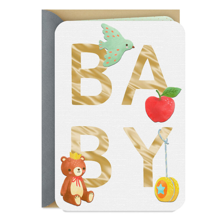 Alphabet Icons Blank New Baby Card