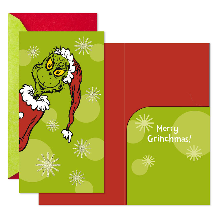 Dr. Seuss The Grinch Christmas Cards Pack Open card with envelope image number 2