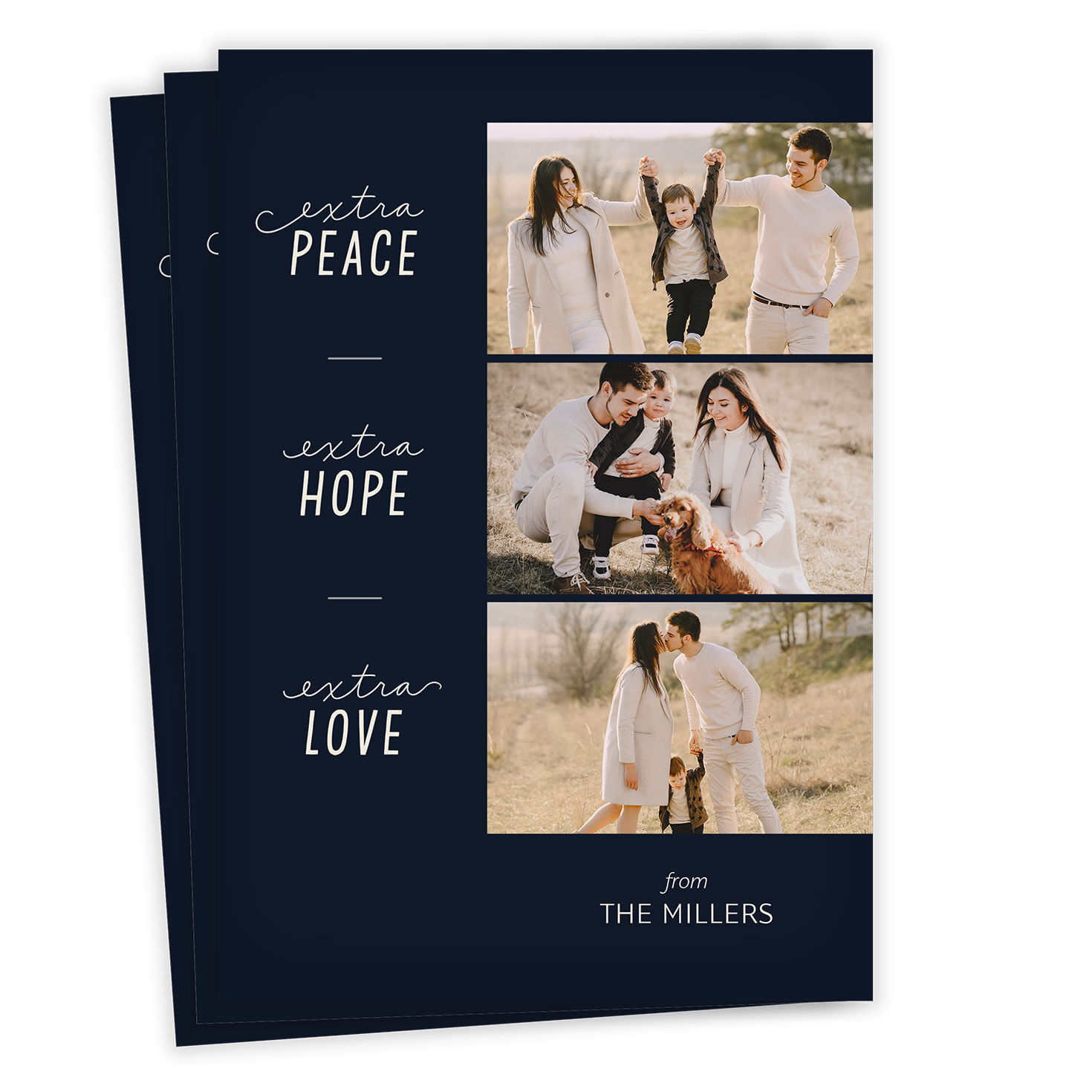 Extra Peace, Hope, Love Flat Holiday Photo Card