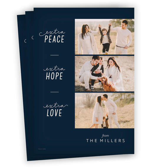 Extra Peace, Hope, Love Flat Holiday Photo Card, , large image number 1
