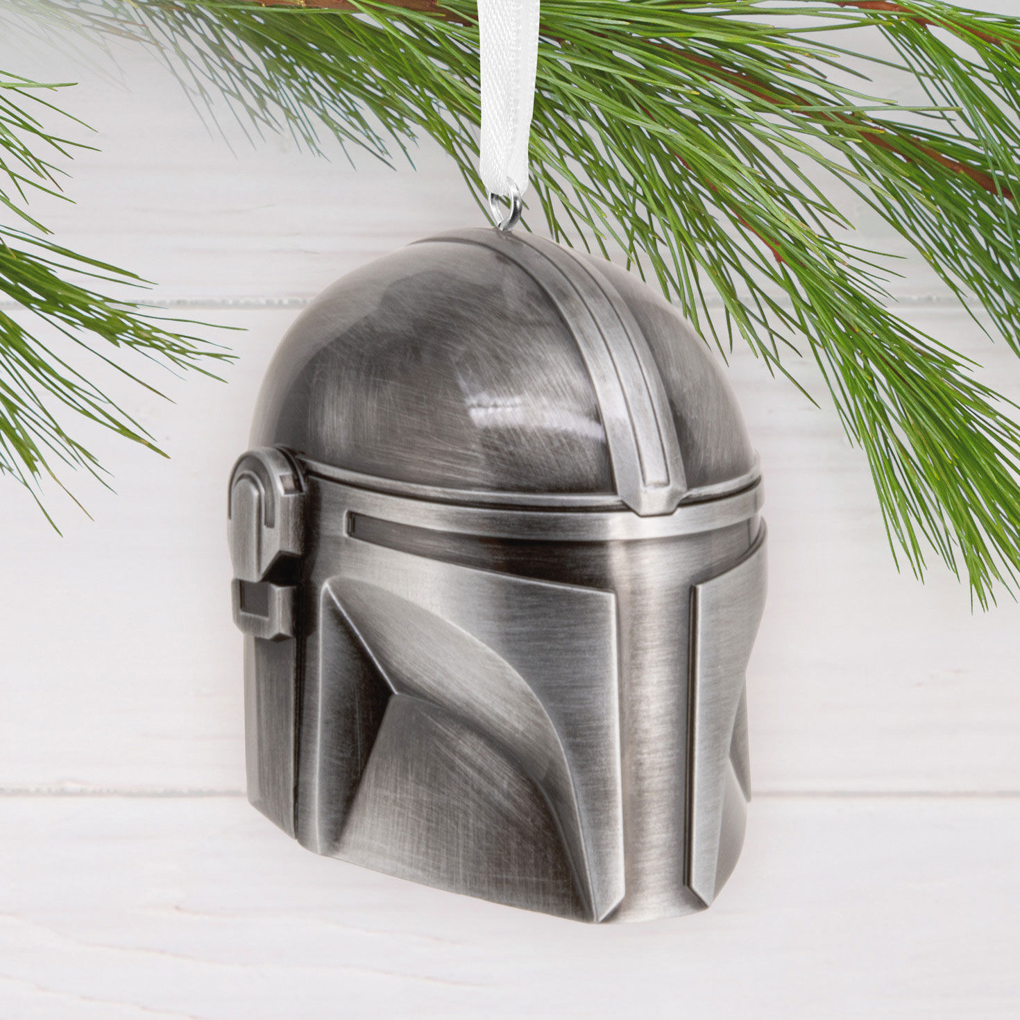 Star Wars Mandalorian Helmet Christmas Ornament hanging on tree image number 2