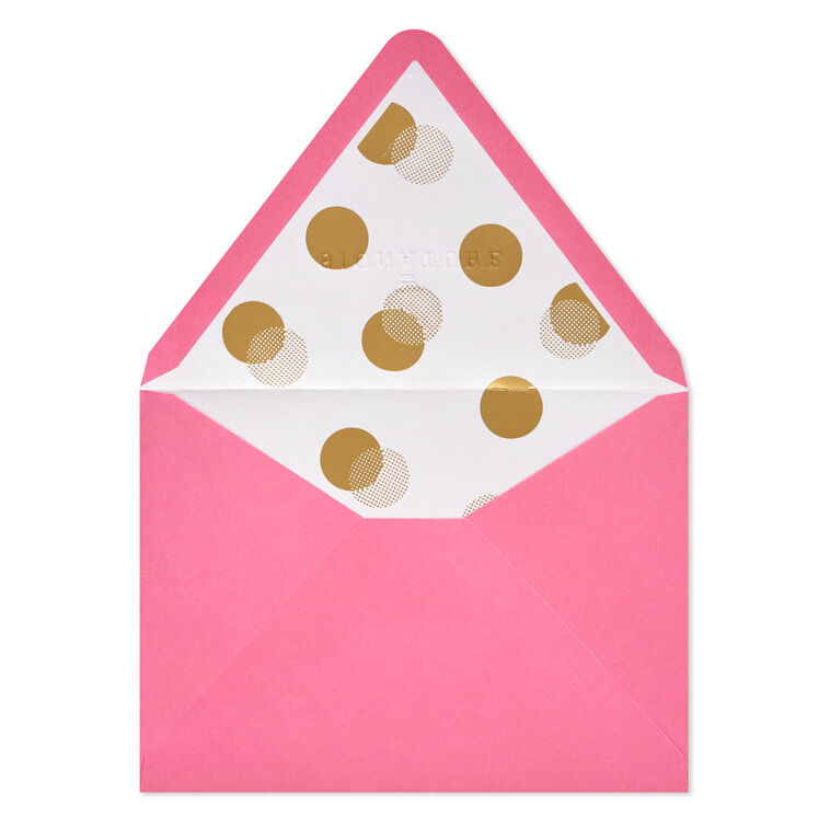 Bright Pink With Gold Dots Envelopes Pack back with flap lifted image number 4