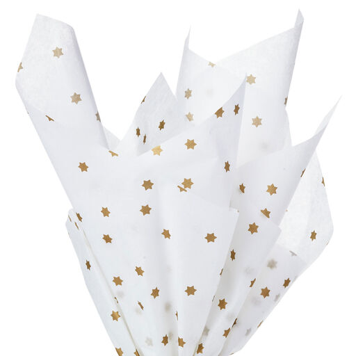 Gold Stars of David on White Tissue Paper, 6 sheets, 