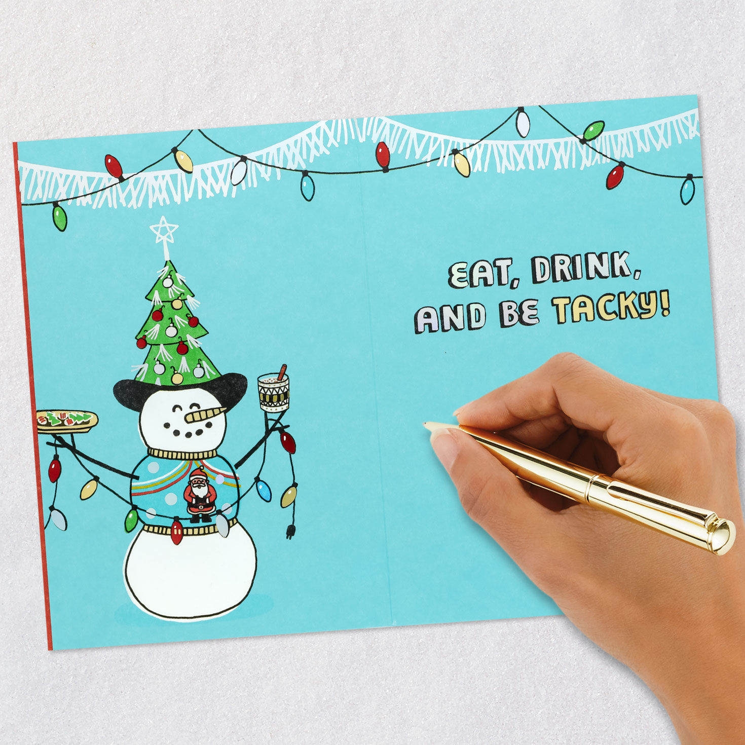 Ugly Sweater Snowman Funny Christmas Card Signing card image number 6
