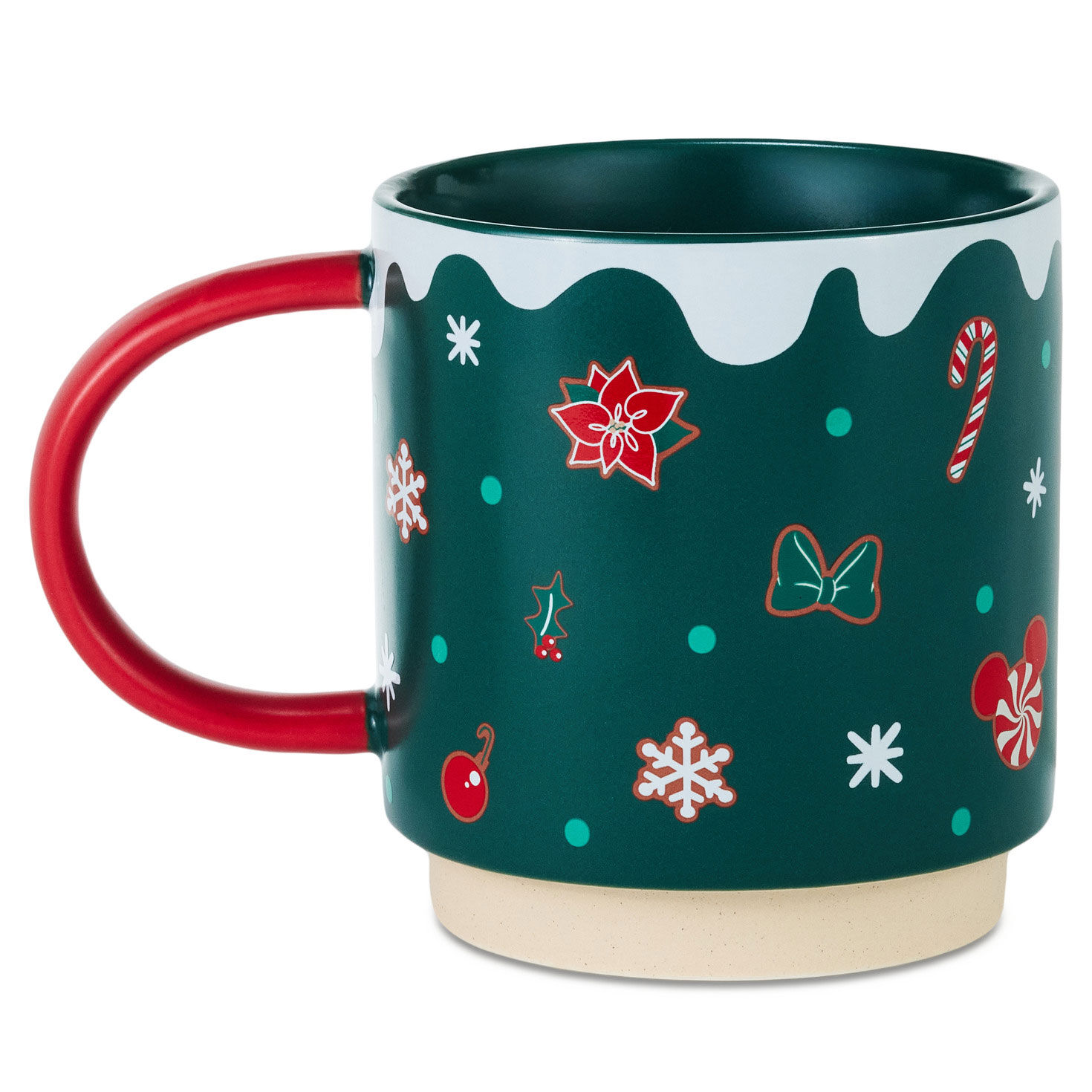 Mickey Minnie Decorating Cookies Green and Red Mug back image number 2