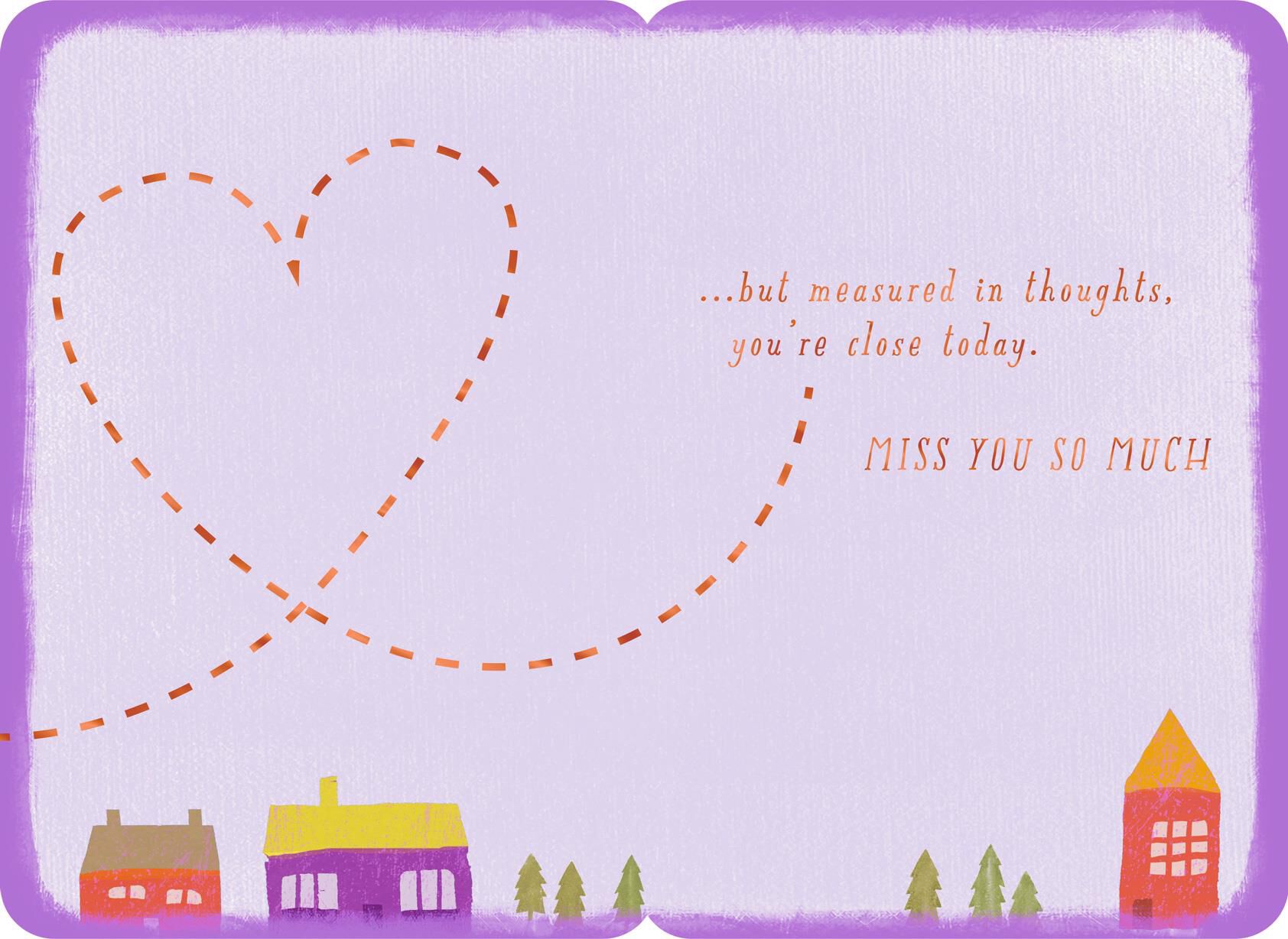 Paper Airplane Measured in Miles Miss You Card