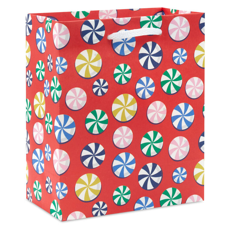 6.5" Peppermints on Red Small Holiday Gift Bag