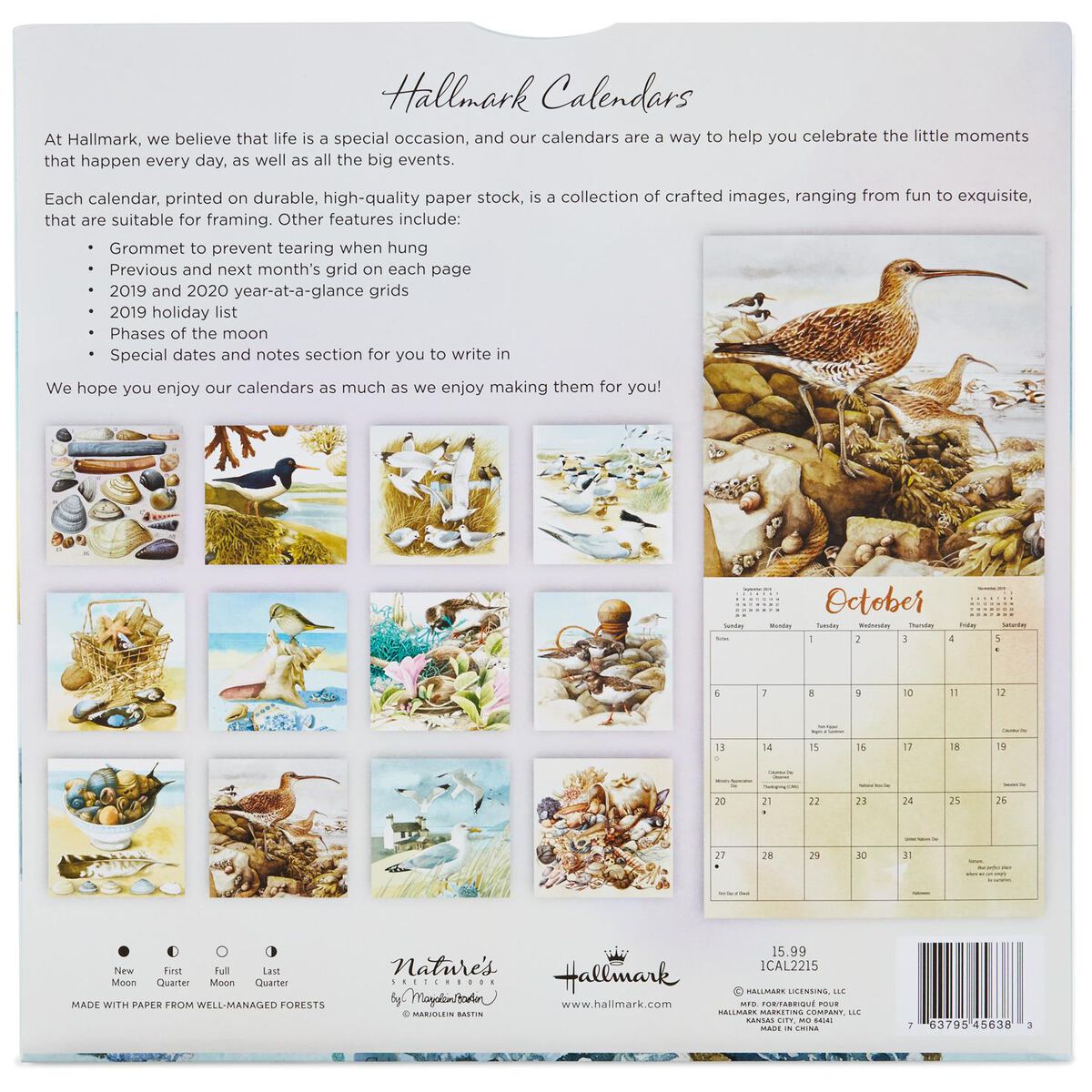 Marjolein Bastin Coastal Birds 2019 Wall Calendar 12 Month Calendars
