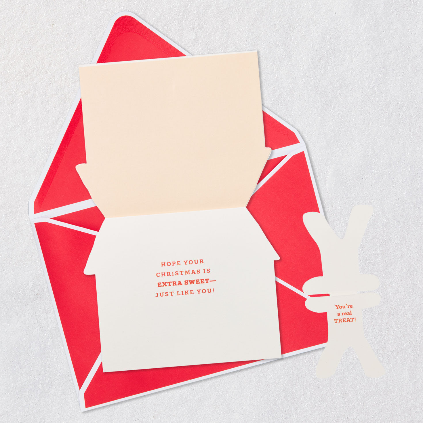 Paper Craft Gingerbread House Christmas Card Open card with envelope image number 4