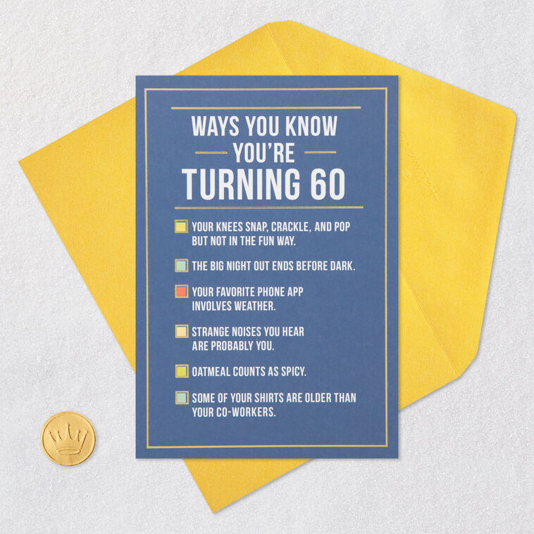 Getting Old Checklist Funny 60th Birthday Card Card Front with Envelope and Gold Seal image number 5