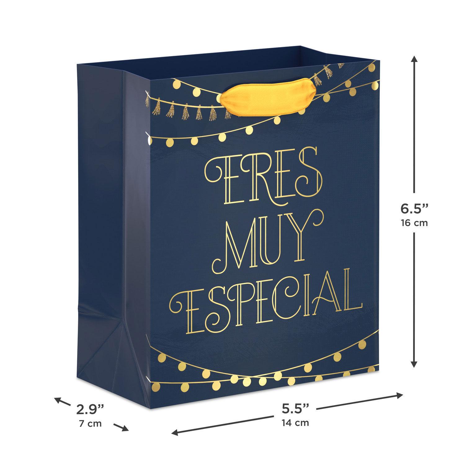 Spanish Language Small Navy Gift Bag measurement image number 3