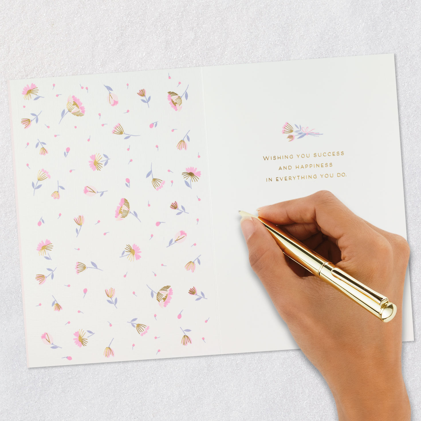 Mortarboard Cap and Flowers Graduation Card for Her Signing card image number 6