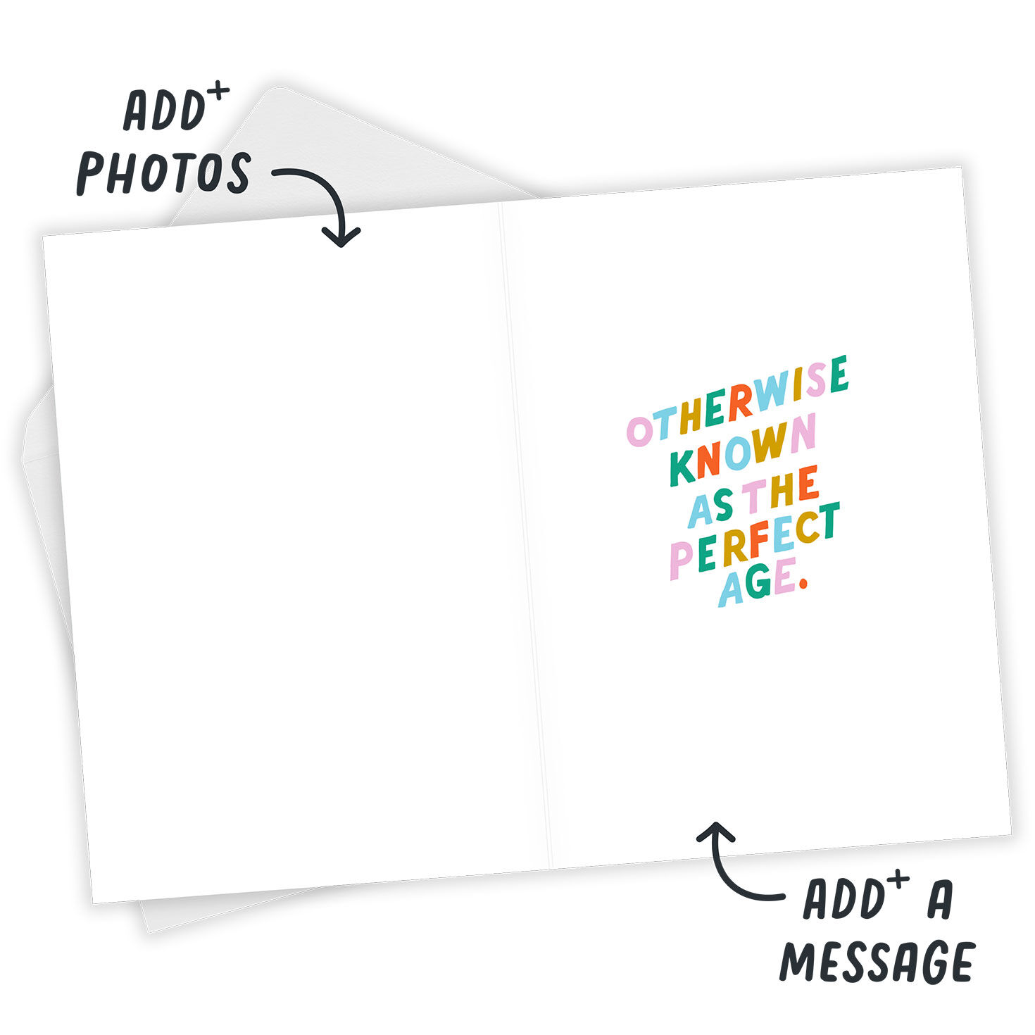 Color Letters on Brown Personalized Birthday Card Open Card with Envelope indicating personalization image number 3