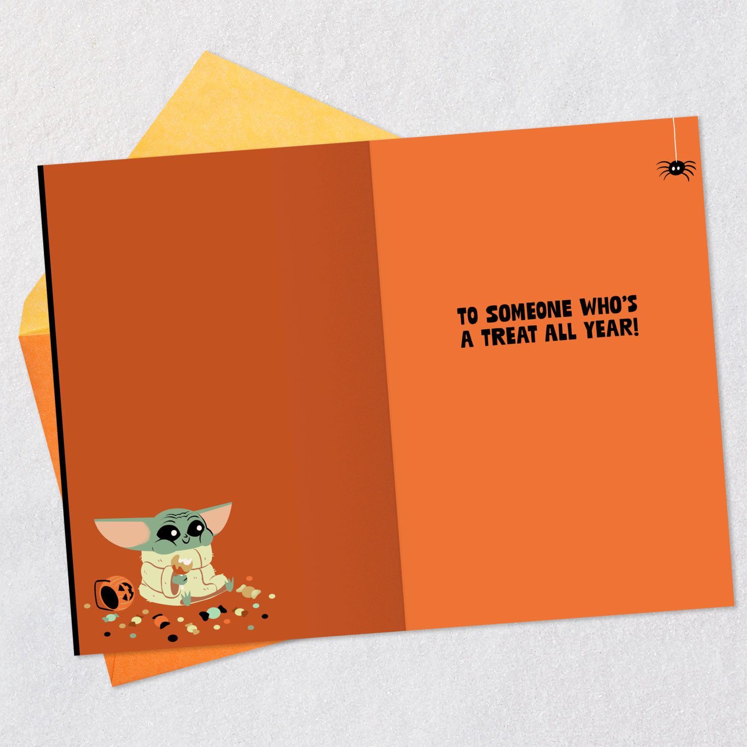 Baby Yoda Eating Candy Halloween Card Sentiment image number 3