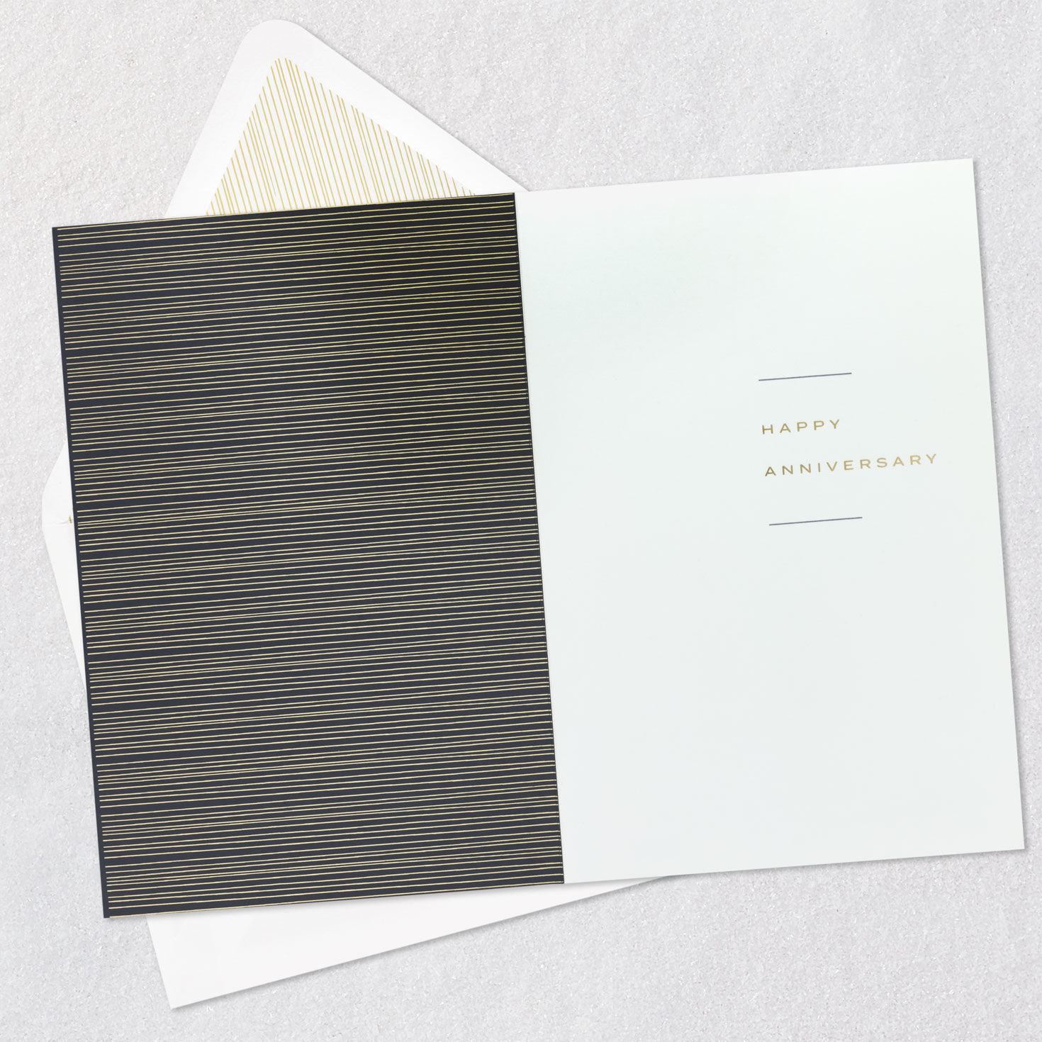 Gray and Gold Flowers Anniversary Card Open card with envelope image number 3