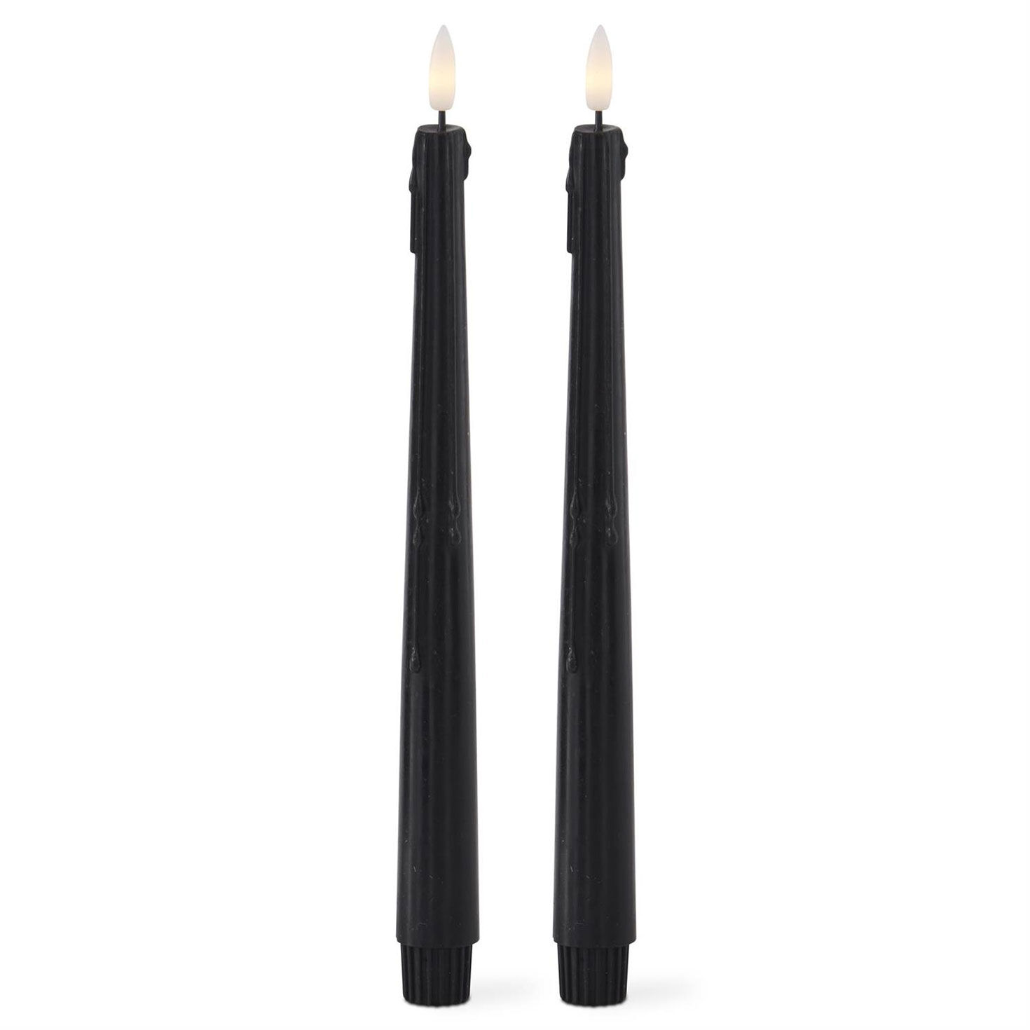 K&K Interiors 11.5-inch Black Drip LED Taper Candles, Set of 2