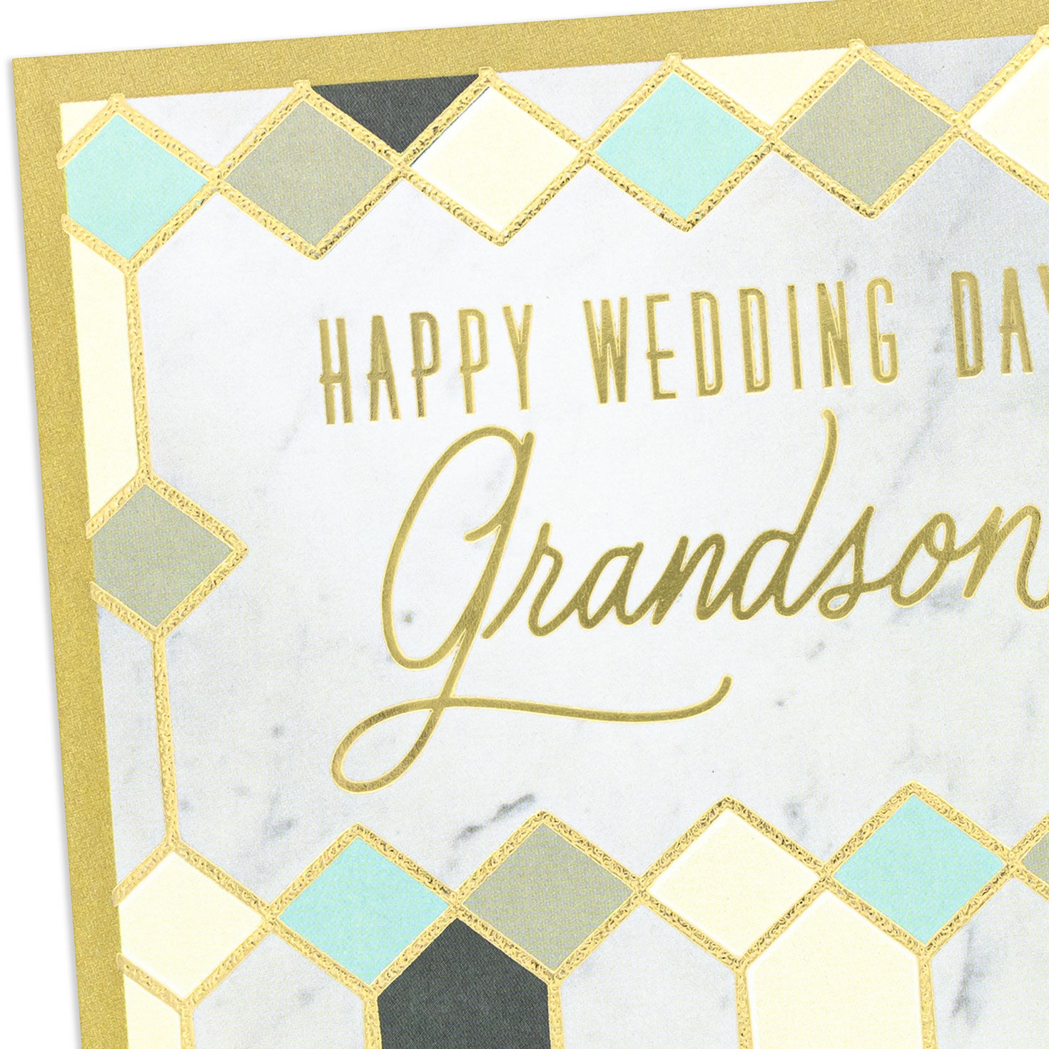 Stained Glass and Marble Grandson Wedding Card Card Front Detail image number 4