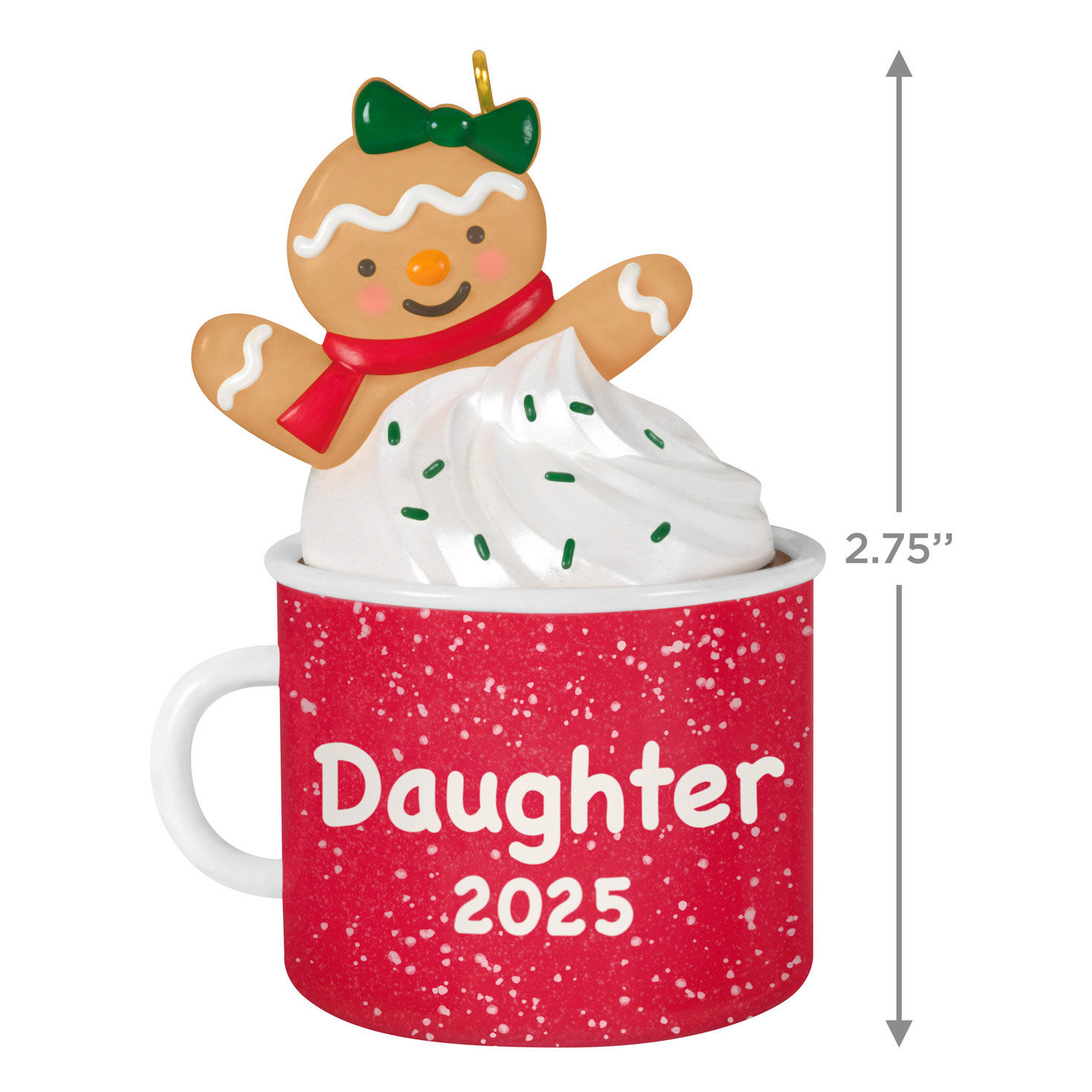 Gingerbread Girl in Daughter Mug Keepsake Ornament measurement image number 3